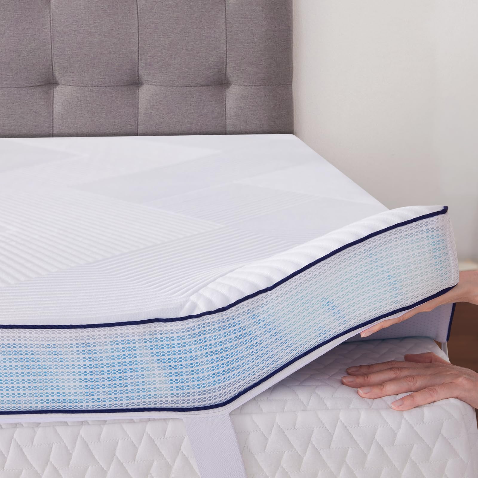 Soosleepy 2 Inch Memory Foam Mattress Topper Twin Size Ventilated Breathable Cooling Mattress Pad With Removable Soft Cover Port